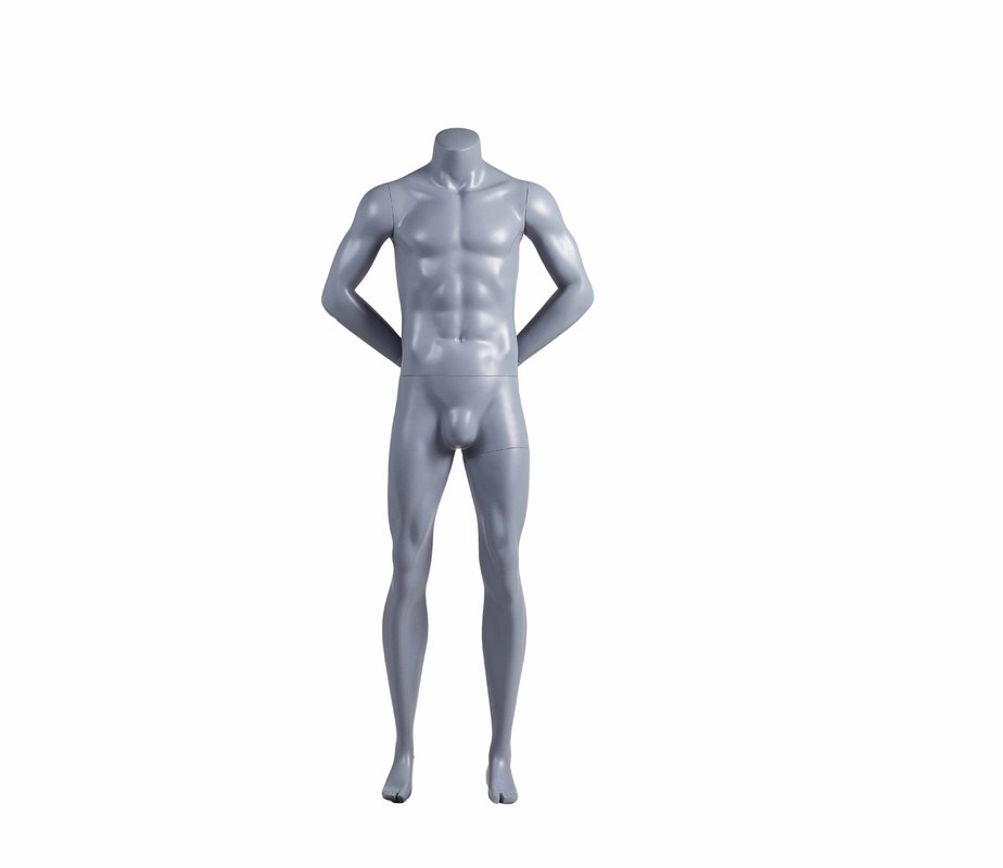 Glasvezel Full Body Man Handen achter de rug Headless gespierde sport mannelijke mannequin voor weergave van sportkleding