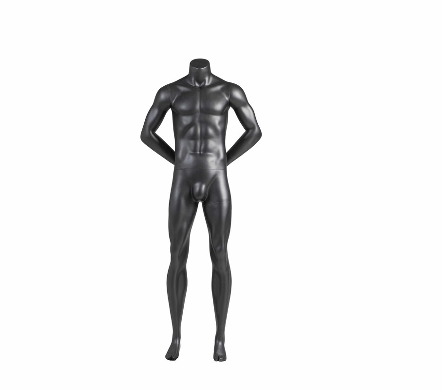 Glasvezel Full Body Man Handen achter de rug Headless gespierde sport mannelijke mannequin voor weergave van sportkleding